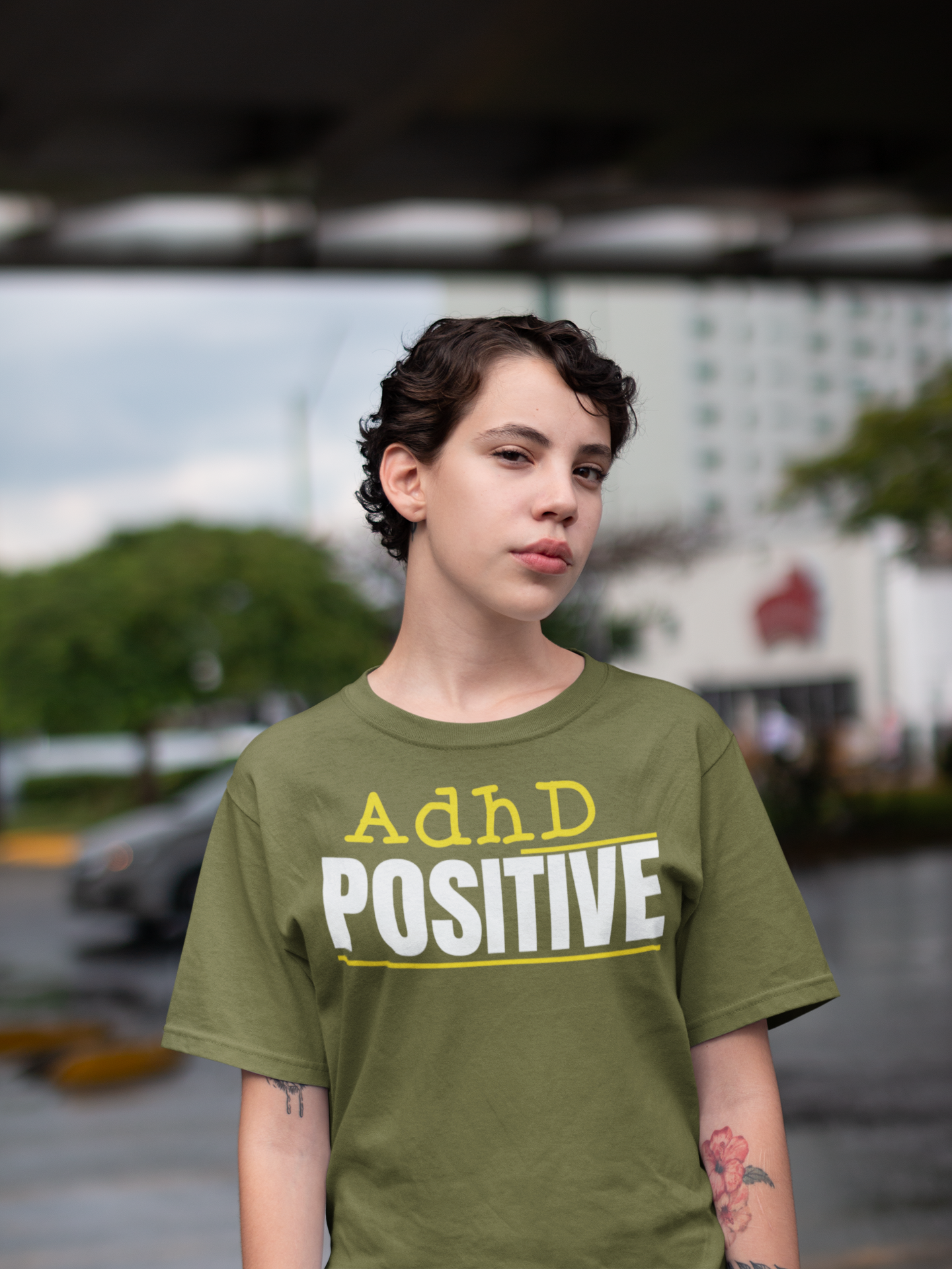 ADHD Positive” Minimalist T-Shirt – Clean, Bold Statement Tee for Neurodivergent Pride